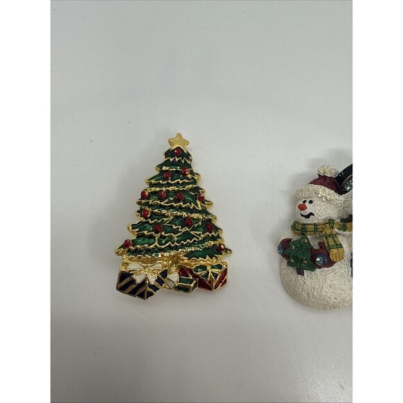 Lot of 3 Brooch Christmas Holiday Enamel Rhinestones Teddy Bear Snowman - Picture 2 of 7